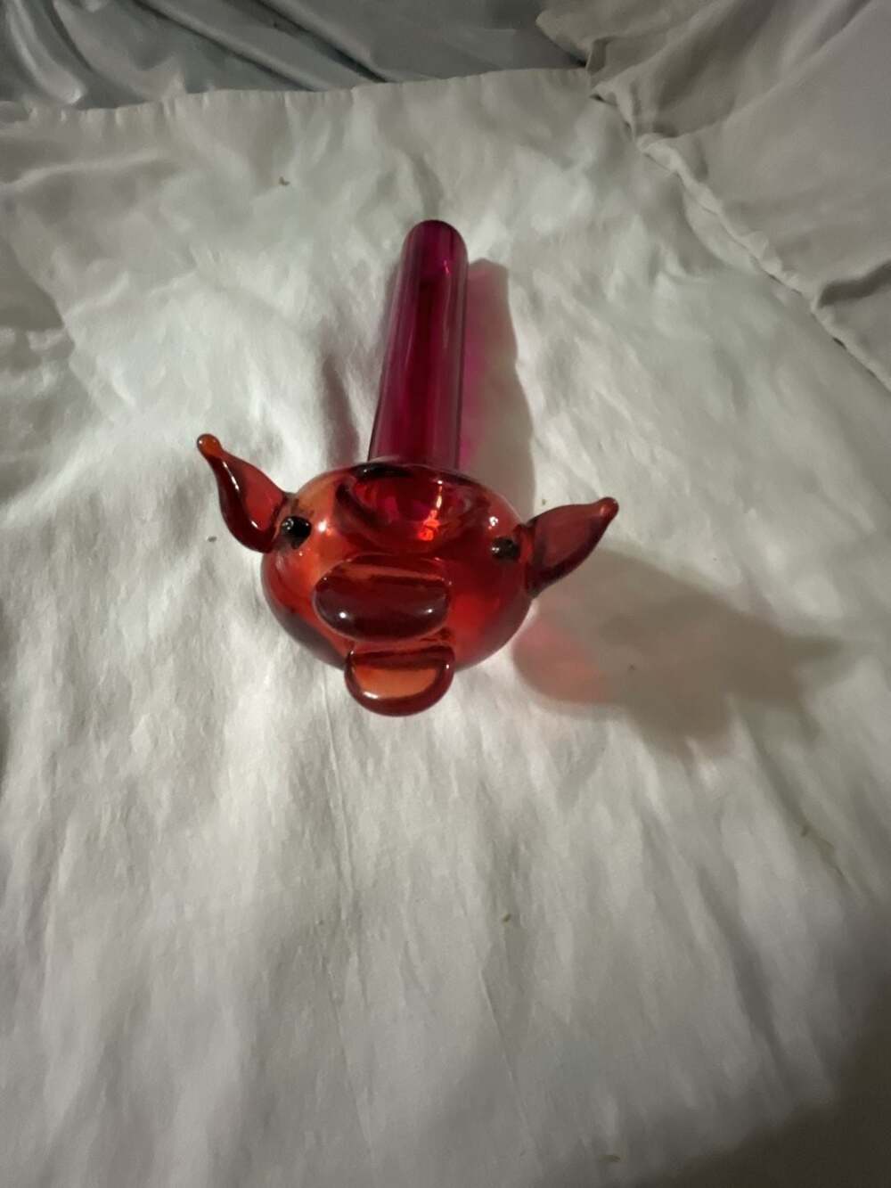 Handmade Glass Red Pig Piece